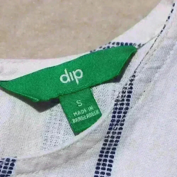 LINEN Striped Cropped Sleeveless Tank Top Ruffle Hem Peplum Women Small - Picture 5 of 11